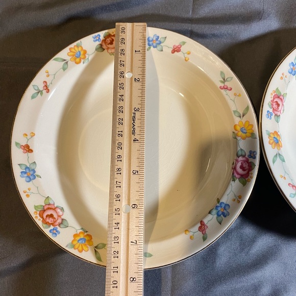 Taylor Smith Taylor USA 8” Pair of Floral Shallow Bowl Fruit Bowls Dessert TST3 - Picture 4 of 8